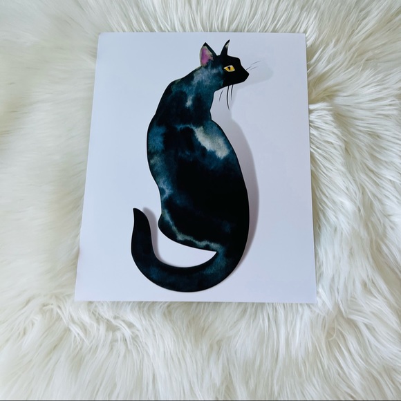 Watercolor Black Cat Portrait Wall Art Print Poster Unframed - Picture 15 of 16